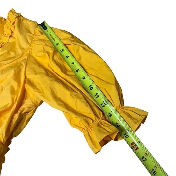 Tuckernuck Hyacinth House Canary Ruffle Rela Blouse Puff Sleeve Tangerine 2XL - Picture 9 of 10